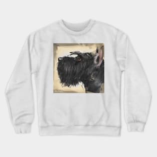 Contemporary Painting of a Black Schnauzer on a Beige Background Crewneck Sweatshirt